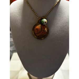 Lenore Dame Necklace Vintage Artisan Textile Locket Boho Mixed Media 1990s